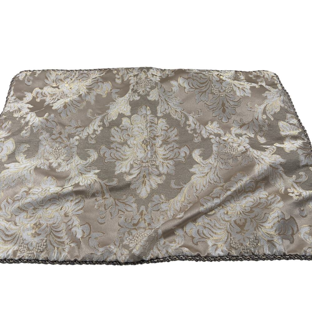 Croscill Home Gold Satin Brocade Embroidered Rope Braid Edge Pillowcase Pair